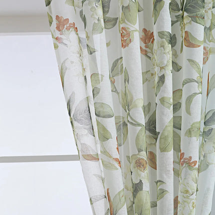 Red Floral Sheer Curtains for Living Room