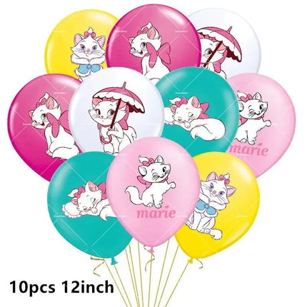 Marie Cat Balloons The Aristocats Party Decoration Cartoon Princess Happy Birthday Banner Tableware Pet Cake Topper Background