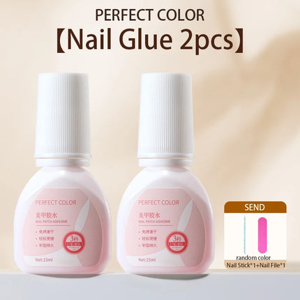 PERFECT COLOR Nail Glue and Nail Glue Remover, for Press On Nails Strong 15ml Nails Tips, No UV Lamp Needed