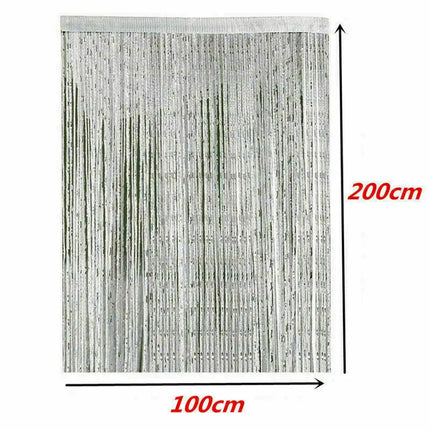 2*1M Tassel Window Curtains Shining Screen Panel Hanging Beaded Curtains Glitter String Curtain Door Fly Screen Party Decoration