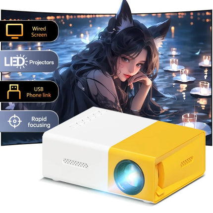 The 2026 upgraded portable LED projector features USB power supply, button control, LCD display, built-in speaker