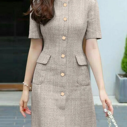 Summer Fashion OL Dress ZANZEA Women O Neck Short Sleeve Sundress Vintage Buttons Up Vestidos Robe Femme Elegant Party Dresses