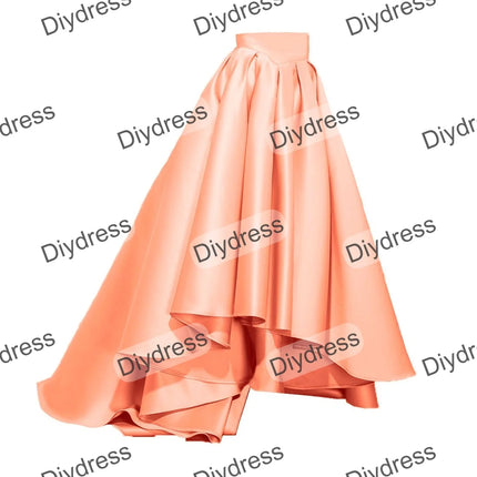 Women's High Low Elegant Prom Party Skirt A-Line Pleated Front Short Back Long Satin Skirt With Pockets For Evening Gown