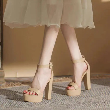Brand Elegant Sandals Women High Heels Pumps Super High Heel 13cm Women's Banquet Sandals Waterproof Platform Toe Sandals