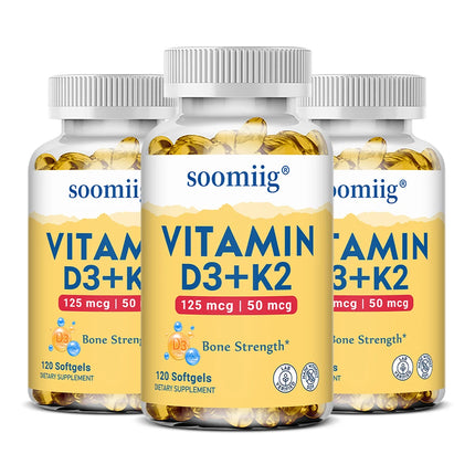 Vitamin K2+D3 Capsules - Supports Joint, Bone, and Immune System Health, Strengthens Bones, and Promotes Calcium Absorption