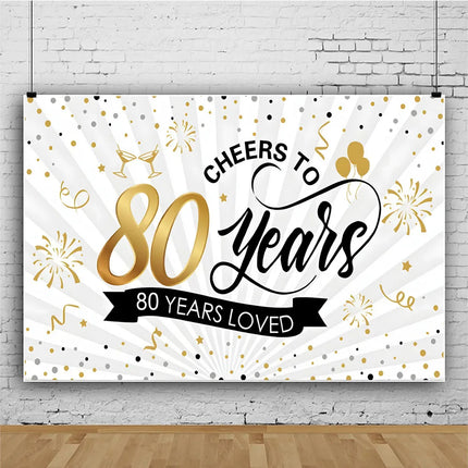 Rose Gold 80s Themed Banner Photography Background Cloth, Pink 80th Birthday Happy Party Decoration Photography Studio Backdrop