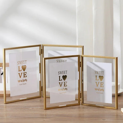 1 Foldable metal duplex photo frame gold black acrylic transparent photo frame room photo decoration frame, home decoration