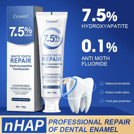 120g Whitening Toothpaste Hydroxyapatite Protect Gum Health Remove Plaque Stains Fresh Bad Breath Deep Clean Brightening Tooth ﻿