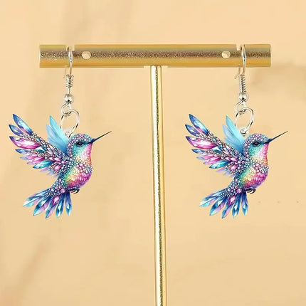 Jardme Colorful Hummingbird Dangle Earrings for Women Fashion Cute Animal Earrings Women's Statement Jewelry Gifts