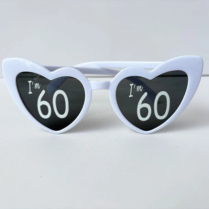 I'm 30th 40th 50th 60th Birthday Party Glasses Personalised Heart Shaped Sunglasses for Women Men Birthday Gift Party Supplies