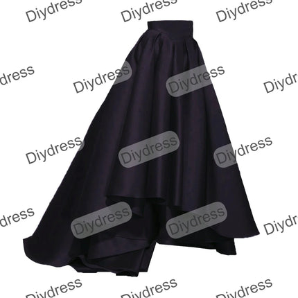 Women's High Low Elegant Prom Party Skirt A-Line Pleated Front Short Back Long Satin Skirt With Pockets For Evening Gown