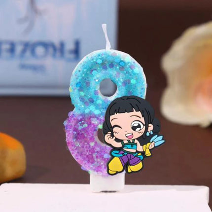 3 Style Cute Girl Group Hunter's Digital Candle Numbers 0-9 Kids Birthday Cake Decoration Cartoon Party Supplies Accessory