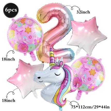 Unicorn Birthday Decoration Plates Napkins Happy Birthday Banner for Magical Horse Party Girls Baby Shower Decorations Supplies