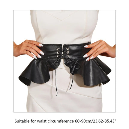 Y166 Dress Corset Belt Fashion Leather Pleated Skirt Peplum Belt