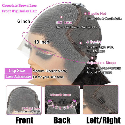 30 Inch 250% Density Water Wave Lace Front Wigs Human Hair 13x6 HD Gluelees Wig Human Hair Brazilian Virgin Human Hair Deep Curly Lace Front Wigs Transparent HD Lace Frontal Wigs Deep Wave Real Human Hair Wigs Pre Plucked Wit