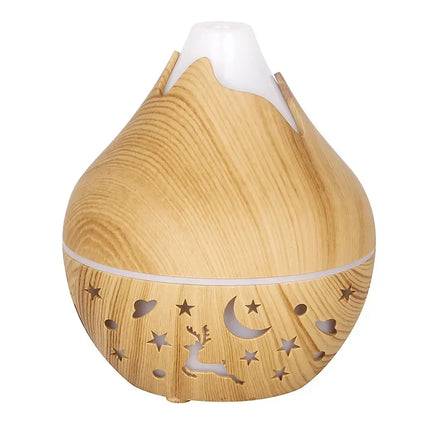 Mini Snow Mountain Hollow out Wood Grain Aromatherapy Humidifier USB Silent Air Moisturizer