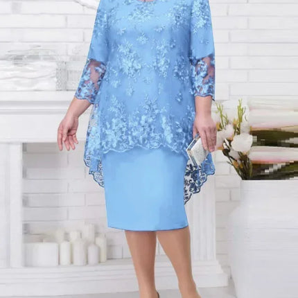 2026 Women's Summer Plus Size Party Dress for Wedding Guest Luxury Elegant Lace Floral Prom Bodycon Chub Women's Maxi Dresses