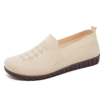 Basic 2025 Spring and Autumn Women's Mesh Perforated Flat Shoes Breathable Soft Soled Women's Work Shoes Ladies Shoes