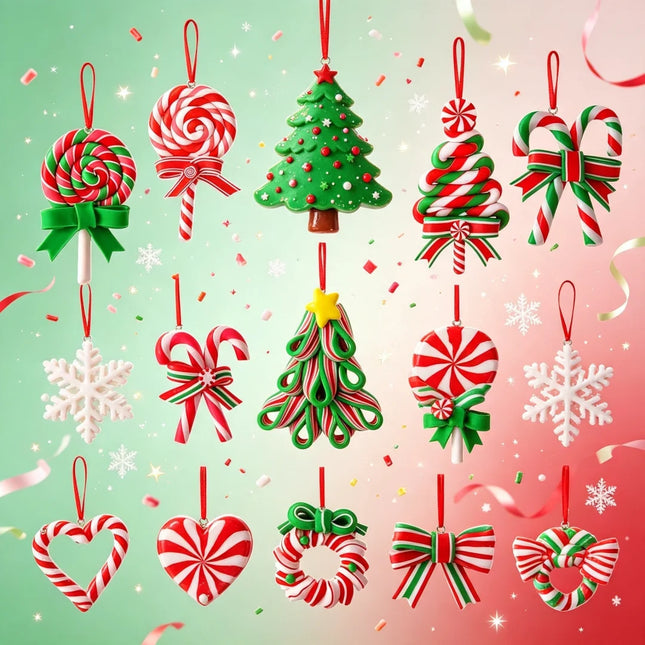 16/32Pcs Christmas Candy Cane Wooden Ornaments, Lollipop Xmas Tree Hanging Pendants for Christmas Party Home Holiday Decor Gift