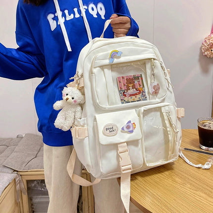 Cute Women Backpacks Waterproof Multi-Pocket Nylon School Backpack for Student Female Girls Kawaii Laptop Book Pack Mochilas