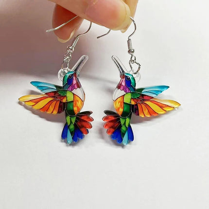 Jardme Colorful Hummingbird Dangle Earrings for Women Fashion Cute Animal Earrings Women's Statement Jewelry Gifts