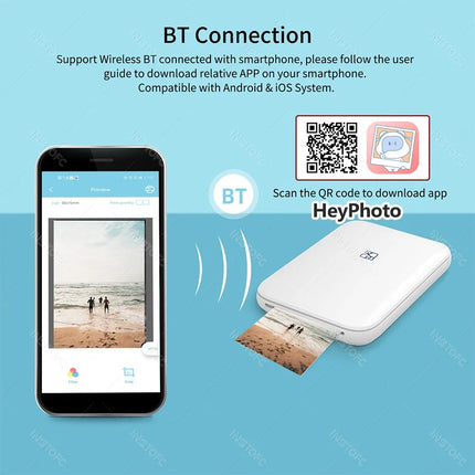 MT53 Color Photo Portable Printer Mobile Phone Mini Handheld Pocket Wifi Bluetooth Printing Machine 2x3 inch Sticky-Backed Paper