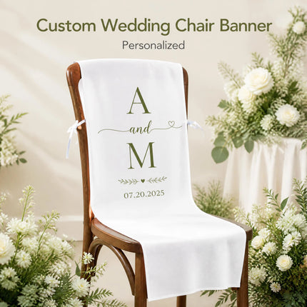 Custom Wedding Chair Banner Personalized Name Date Chair Backdrop Fabric Sign Rustic Wedding Reception Decoration Supplies