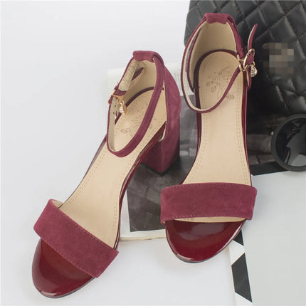 2026 Summer Women High-heeled Sandals Wild High-heeled Shoes with a Word Buckle Roman Gladiator Sandals Office Small Size 32-43
