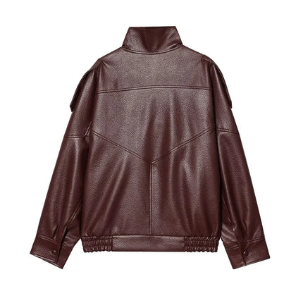 MUJER Faux Leather Jackets for Women Oversize Women's Bomber Jacket Fashion Winter Womens Coats Outerwears Demi-season Jackets