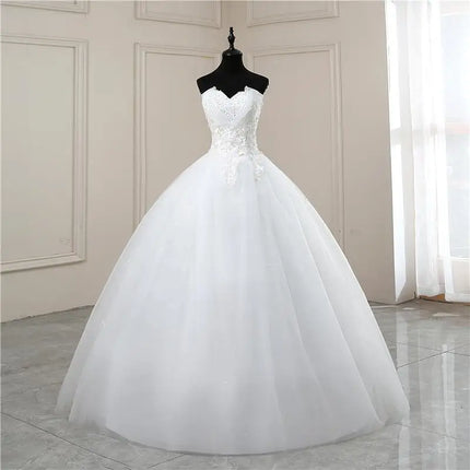 Customized Made Real Photo Plus size Bead Strapless Lace Wedding Dresses Cheap Ivory Champagne Bride Frocks Vestidos De Novia