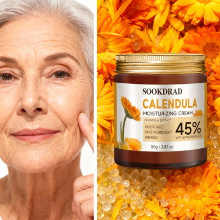 Calendula Moisturizing Cream,45% Extract+Hyaluronic Acid,moisturize firm,face neck body,unisex,80g,all skin,daily fresh care