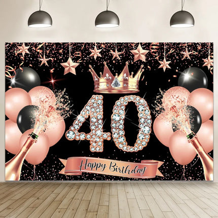 Happy Birthday Banner Backdrop Shiny Diamonds 18th Birthday Decoration Canvas 30th Party Photography Background