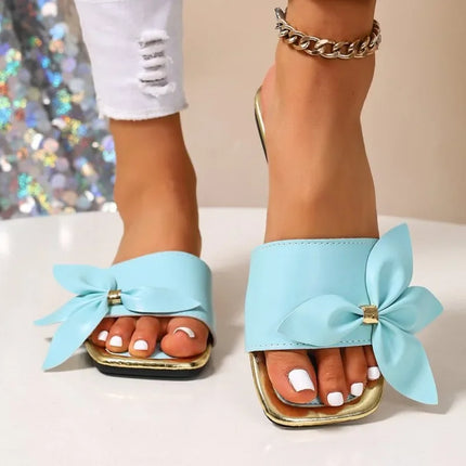 Flat Bottom Slippers Fashion Butterfly Knot Beach One-Strap Cool Slippers