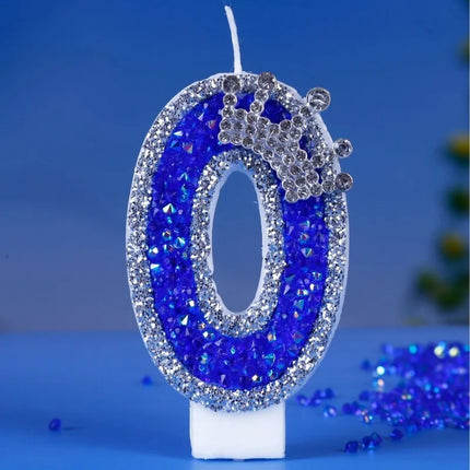 Crown Candles New Creative Number 0-9 Pink Blue Red Birthday Wedding Party Cake Decoration Handmade Crown Powder Sequin Cake Dec