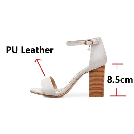 Biggest Size 49 50 Women Sandals Good Quality PU Leather High Wooden Heels Hand Made Summer Shoes Woman Sandalias Mujer Beige 33