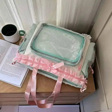 New Y2K Cute Japanese Ita Shoulder Bag Lolita Girls Transparent Tote Bag Large Capacity Crossbody Casual Bag DIY Display Handbag