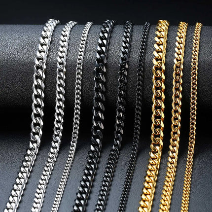 3/5/7mm Stainless Steel Cuban Link Chain Stainless Steel Necklace, Punk Hip-hop Choker for Men, Fashion Jewelry Accessories