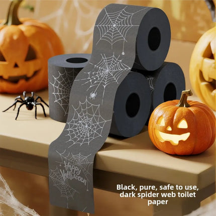 Halloween Black Spider Toilet Paper Limited‑Edition Novelty Prank Roll Paper Spooky Aesthetic Bathroom Decor Funny Gift for Hall