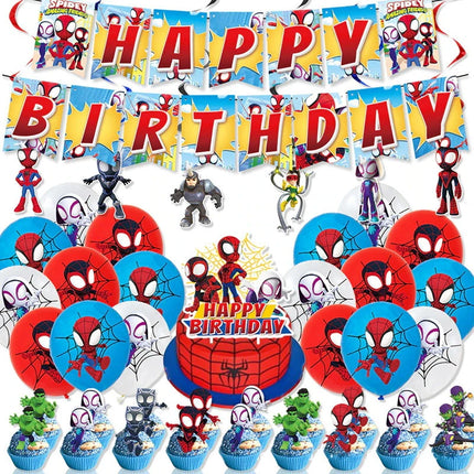 Spidey And His Amazing Friends Birthday Party Decoration Plates Tablecloth Cup Banner For Kids Birthday Balloon Party Favor Gift