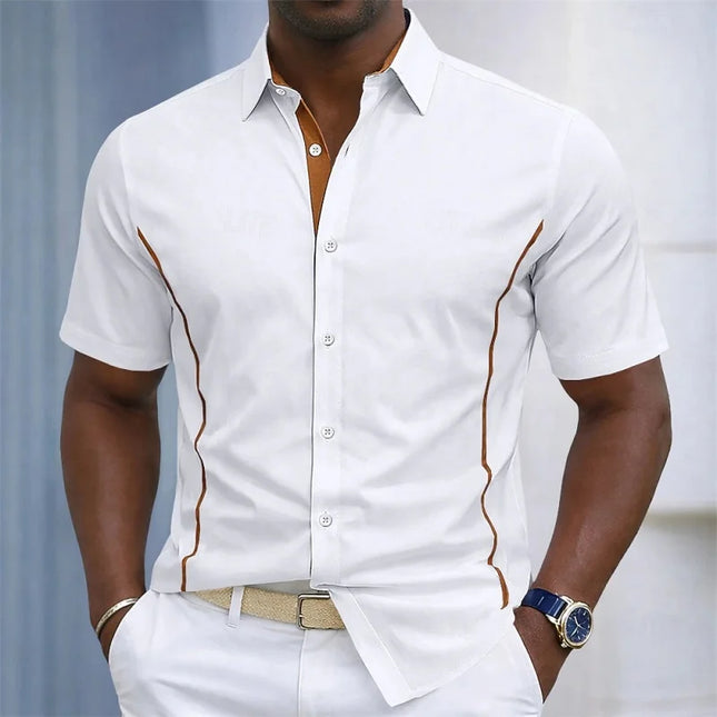 Spring and Autumn New Men's Shirt Business Shirt Fashion Detail Design Slim fit High quality Casual Men's Short sleeved Shirt