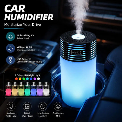 1 Pack 300ml Colorful Mini Humidifier 2 Speeds Auto Shut Off USB Portable for Car Home Large Capacity
