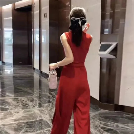 Celebrity Temperament Jumpsuit for Women With  Sense Lluxury 2024 summer New  Fashion Waistband Loose Fitting Jumpsuit SetS