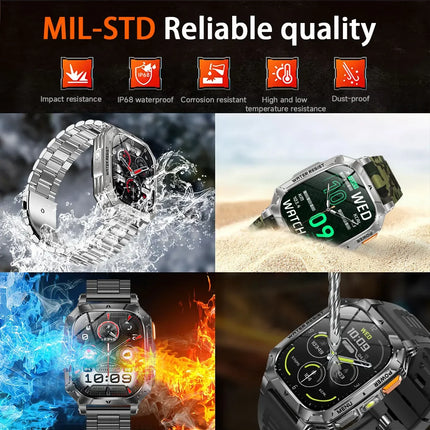 2026 New 1400mAh Big Battery Smart Watch Men Outdoor GPS Flashlight 10ATM Waterproof Bluetooth Call AMOLED HD Sports Smartwatch