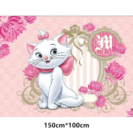 Marie Cat Balloons The Aristocats Party Decoration Cartoon Princess Happy Birthday Banner Tableware Pet Cake Topper Background