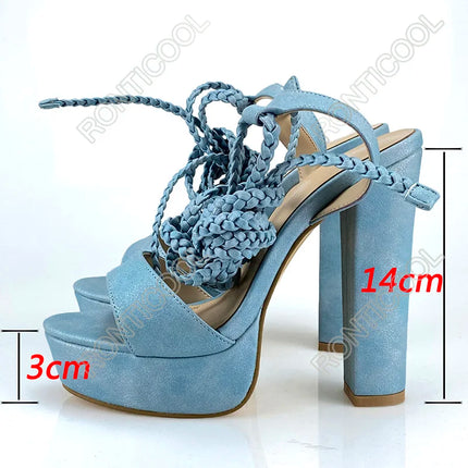 Olomm Handmade Women Summer Platform Sandals Ankle Strap Block Heel Open Toe Pretty 9 Colors Dress Party Shoes US Size 5-13