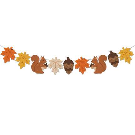 Fall Felt Pumpkin Pinecone Maple Leaf Garland Autumn Harvest Banner for Fireplace Mantel, Thanksgiving Home Decoration Halloween