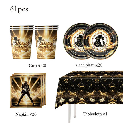 Michael Jackson Birthday Party Decoration Tableware Cups Plates Napkins Tablecloth Favor Souvenir Party Supplies Baby Shower