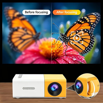 The 2026 upgraded portable LED projector features USB power supply, button control, LCD display, built-in speaker