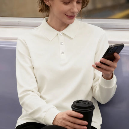 NEW Solid Polo Shirts Womens Commuting Long Sleeves T-Shirts Breathable Lapel Tops Sporty GOLF shirt Comfortable Womans Clothes