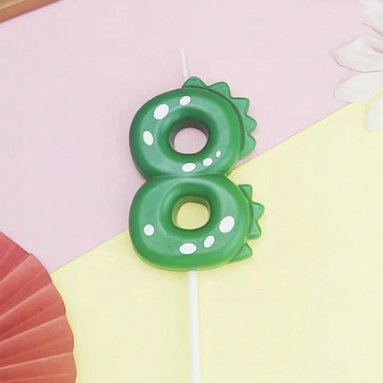 Green Dinosaur Number Candles 0-9 Kids Birthday Party Cake Decorations Cute Dino Themed Birthday Candles